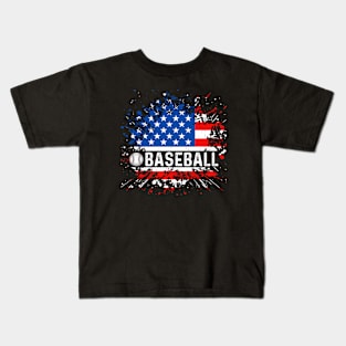 "Stars, Stripes, and Baseball Bats" - A Patriotic Baseball Fan Kids T-Shirt